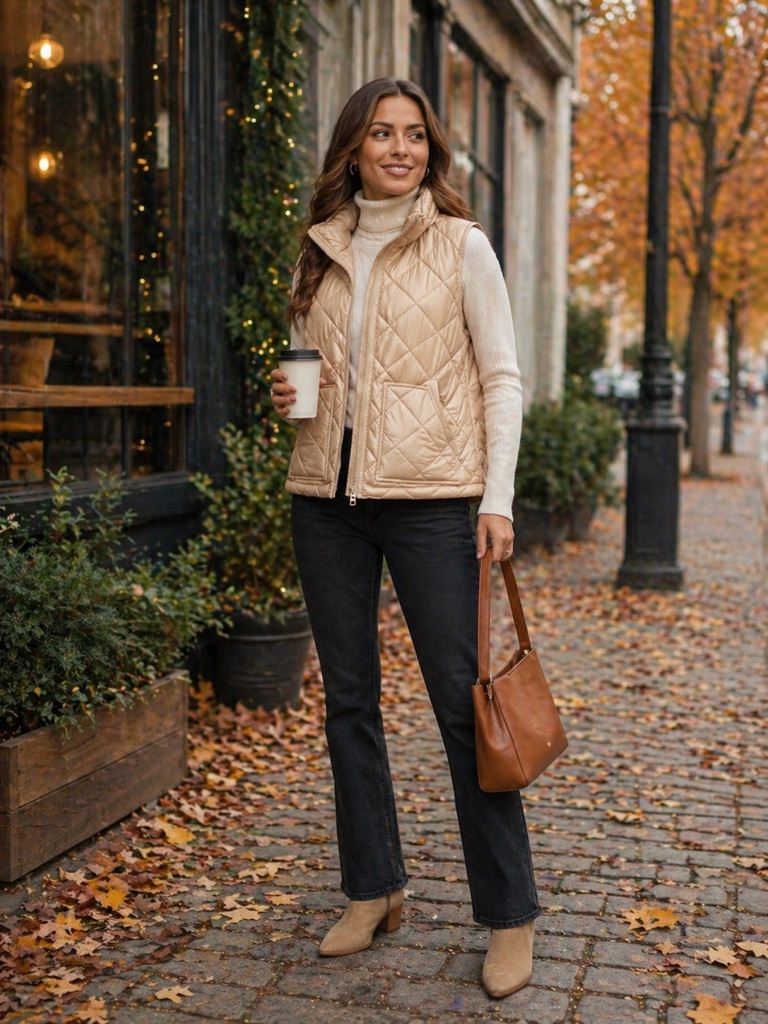 Nwt Kate Spade Full Zip Quilted Toasted Peanut Vest Ksvk23768l-Ma Size S,L, Xl
